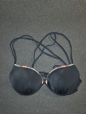 Victoria's Secret Black Bikini Top with Colorful Edge Accents